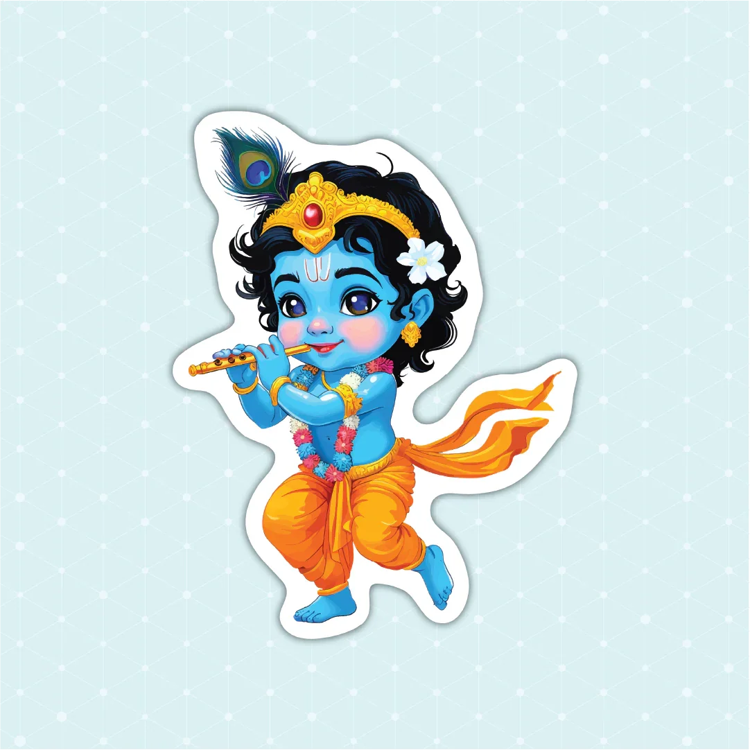 Krishna With Flute Sticker - Luxe Magics