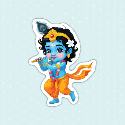 Krishna With Flute Sticker - Luxe Magics