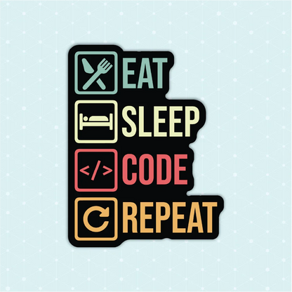 Eat Sleep Code Repeat Sticker - Luxe Magics