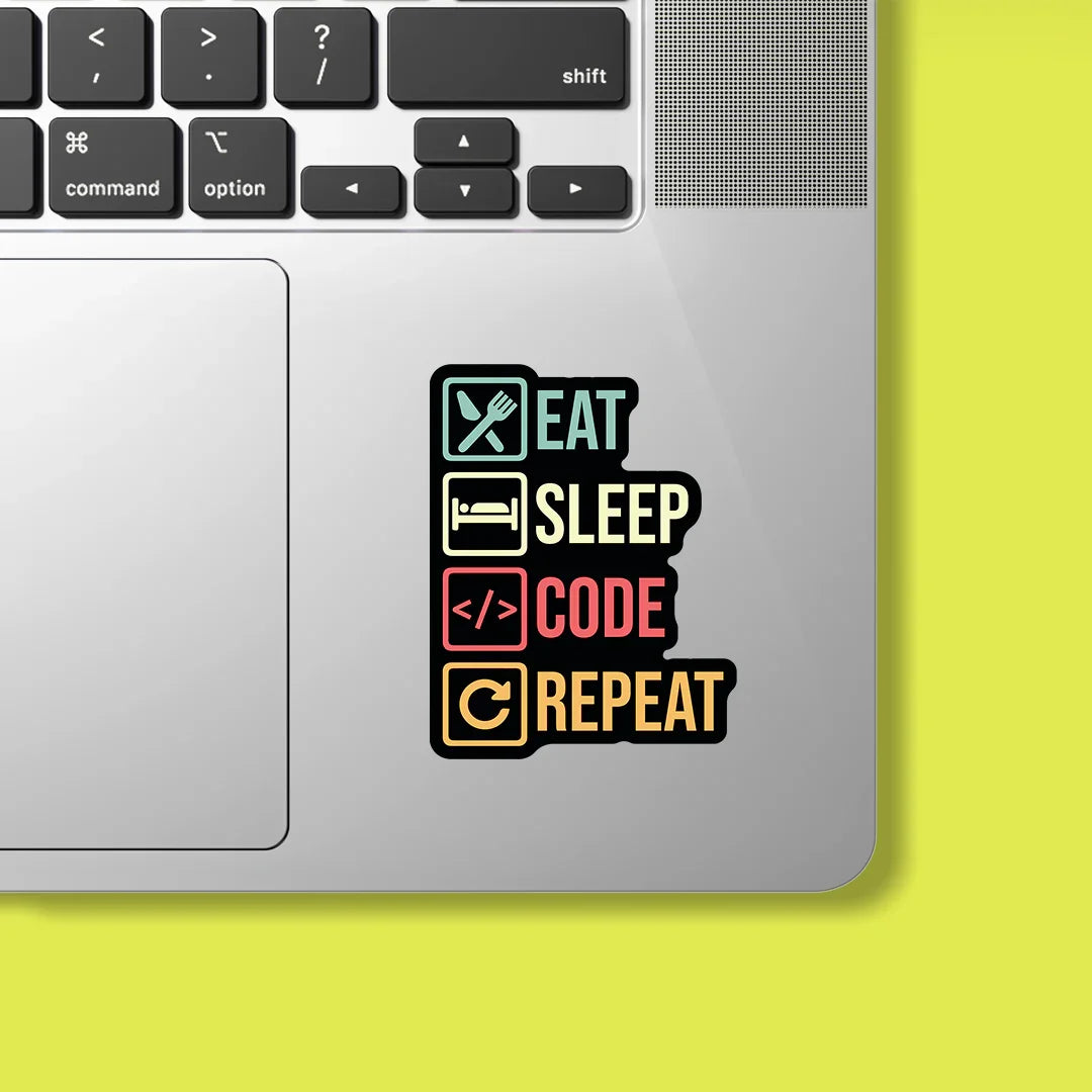 Eat Sleep Code Repeat Sticker - Luxe Magics