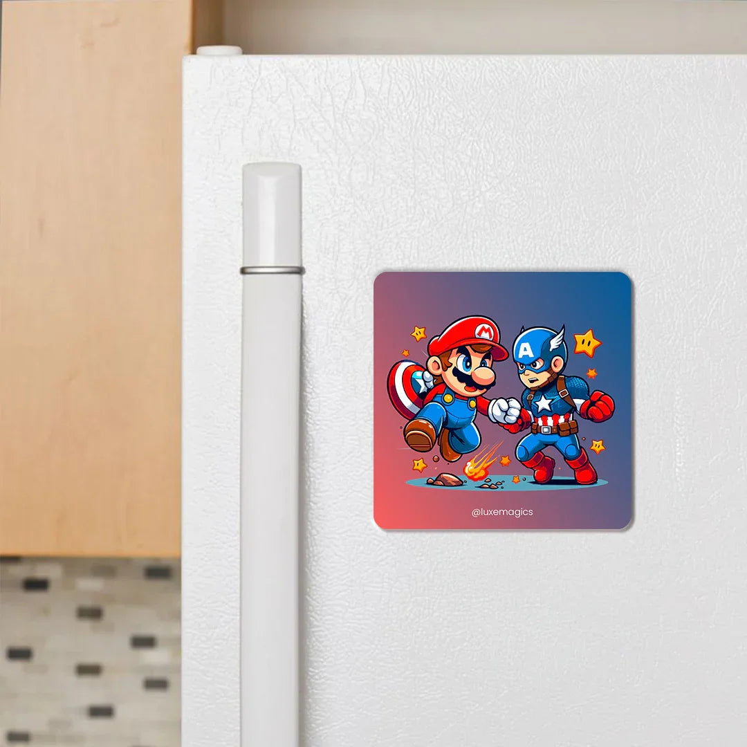Mario vs Captain Fridge Magnet - Luxe Magics